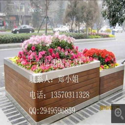 厂家批发户外不锈钢花盆 户外木制花箱 组合木花箱